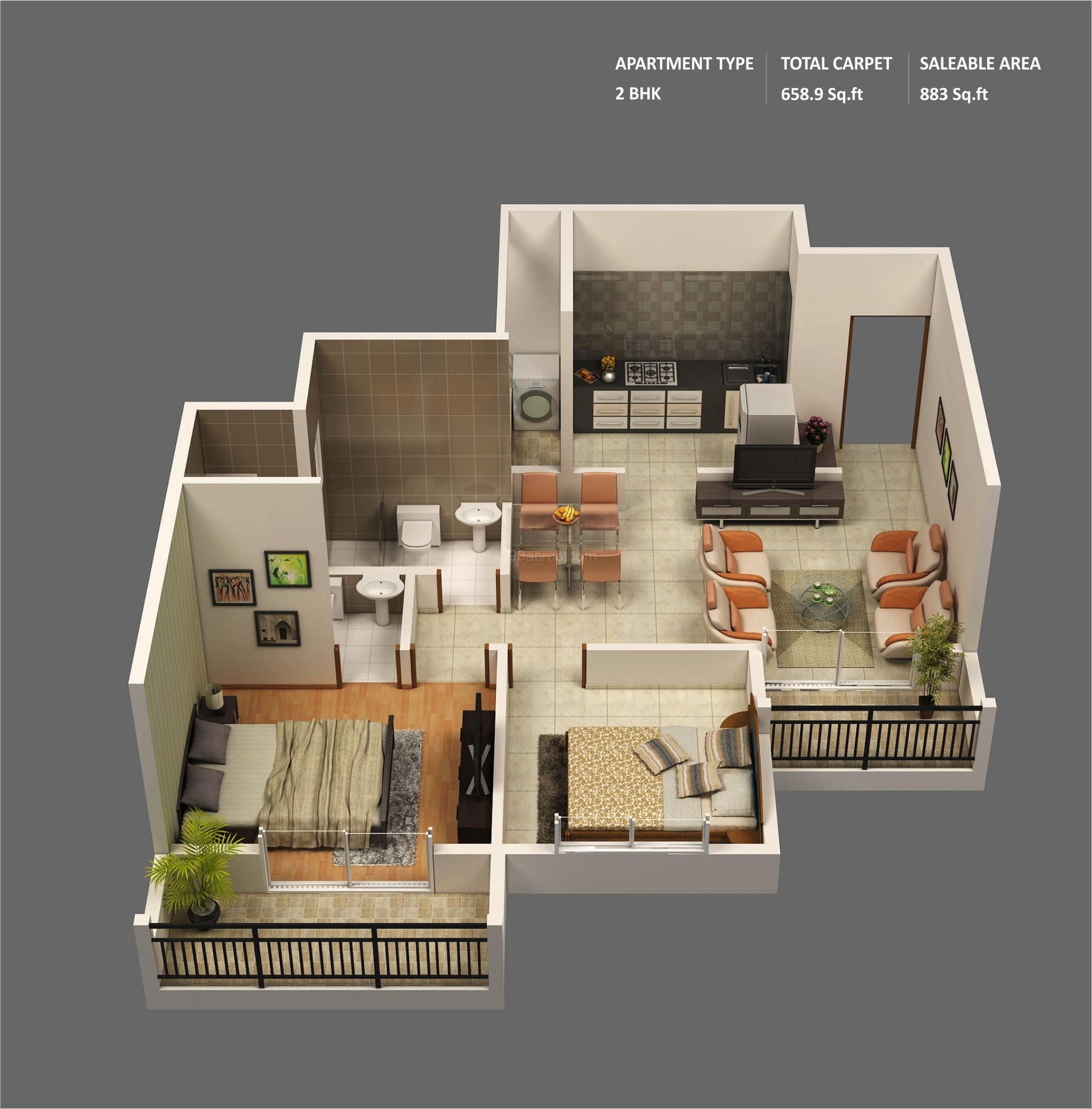 Detail Denah Kamar Apartemen Nomer 10