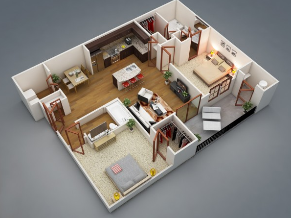 Detail Denah Kamar Apartemen Nomer 12