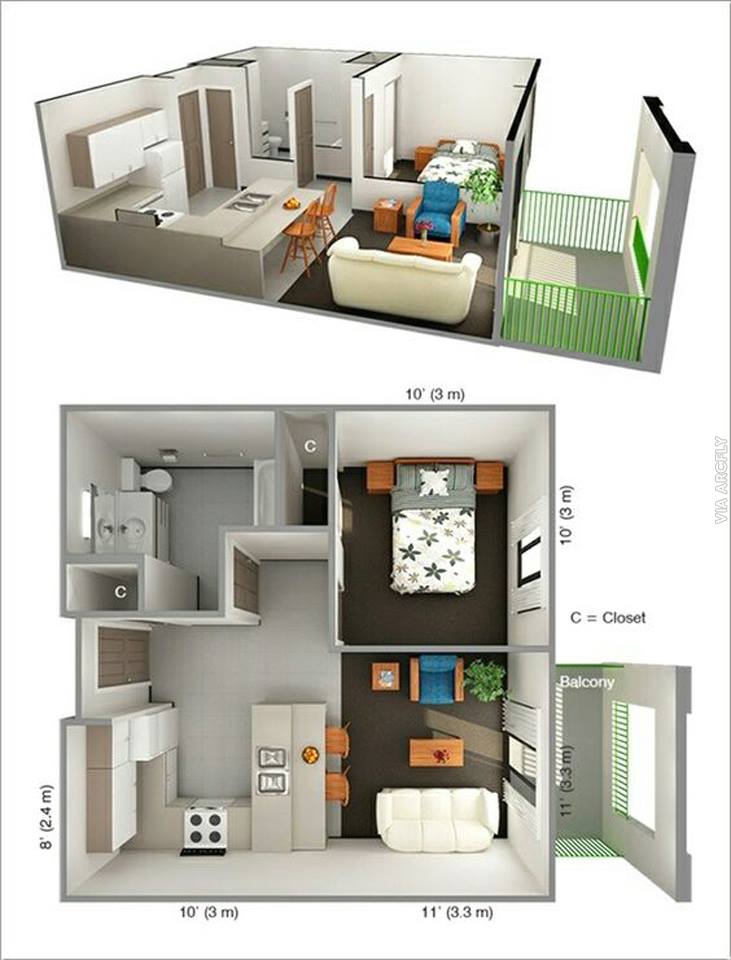 Detail Denah Kamar Apartemen Nomer 14
