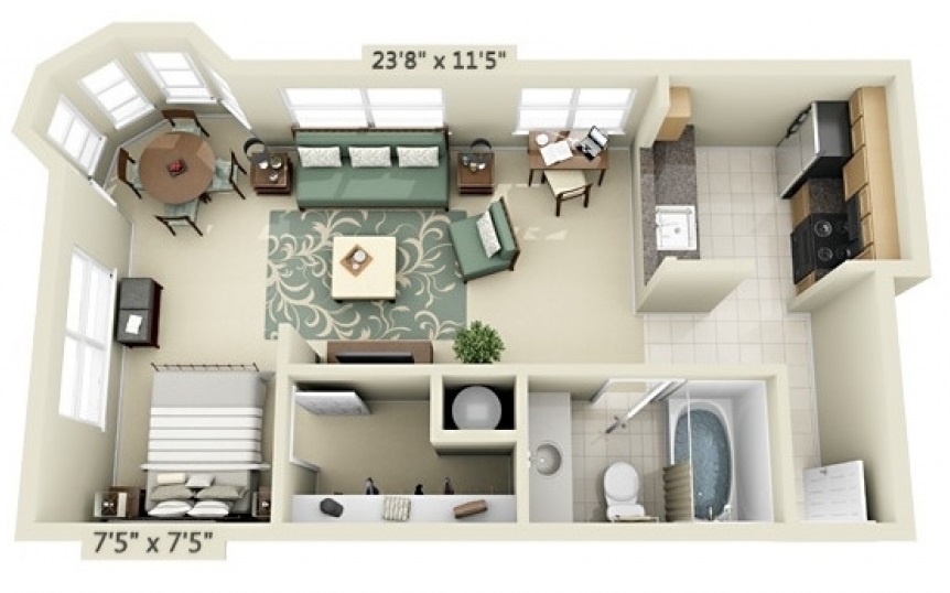 Detail Denah Kamar Apartemen Nomer 26
