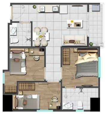 Detail Denah Kamar Apartemen Nomer 34
