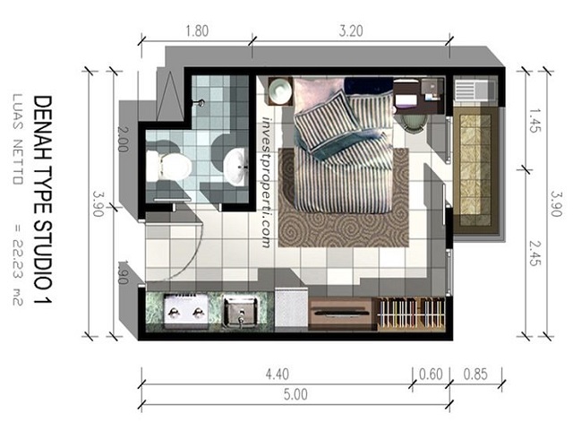 Detail Denah Kamar Apartemen Nomer 35