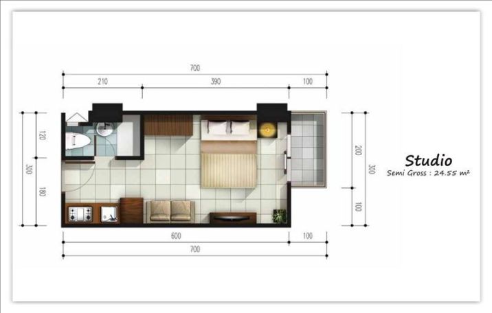 Detail Denah Kamar Apartemen Nomer 41