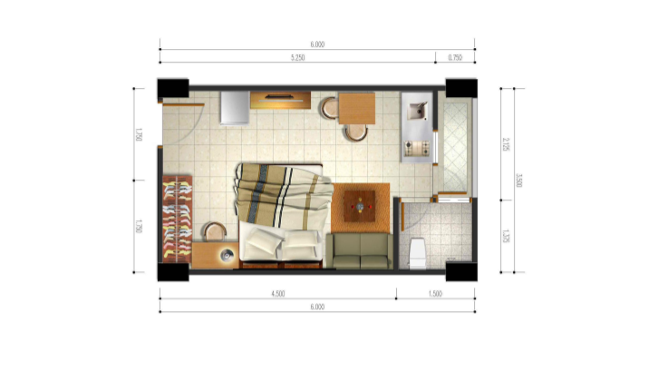 Detail Denah Kamar Apartemen Nomer 7