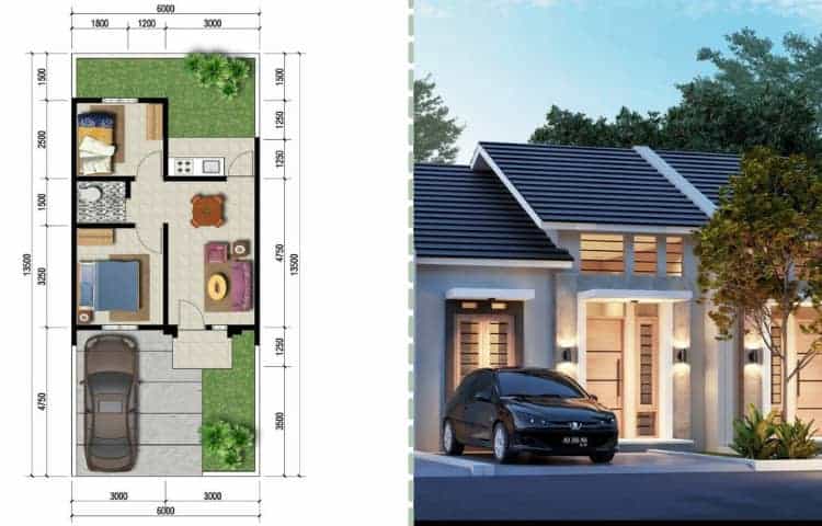 Detail Denah Rumah 40 Meter Persegi Nomer 10