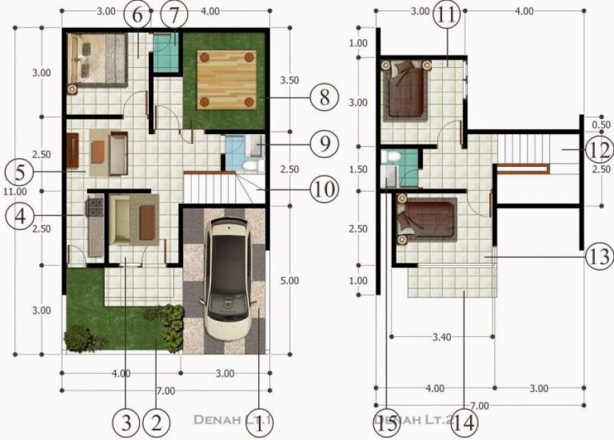 Detail Denah Rumah 40 Meter Persegi Nomer 32