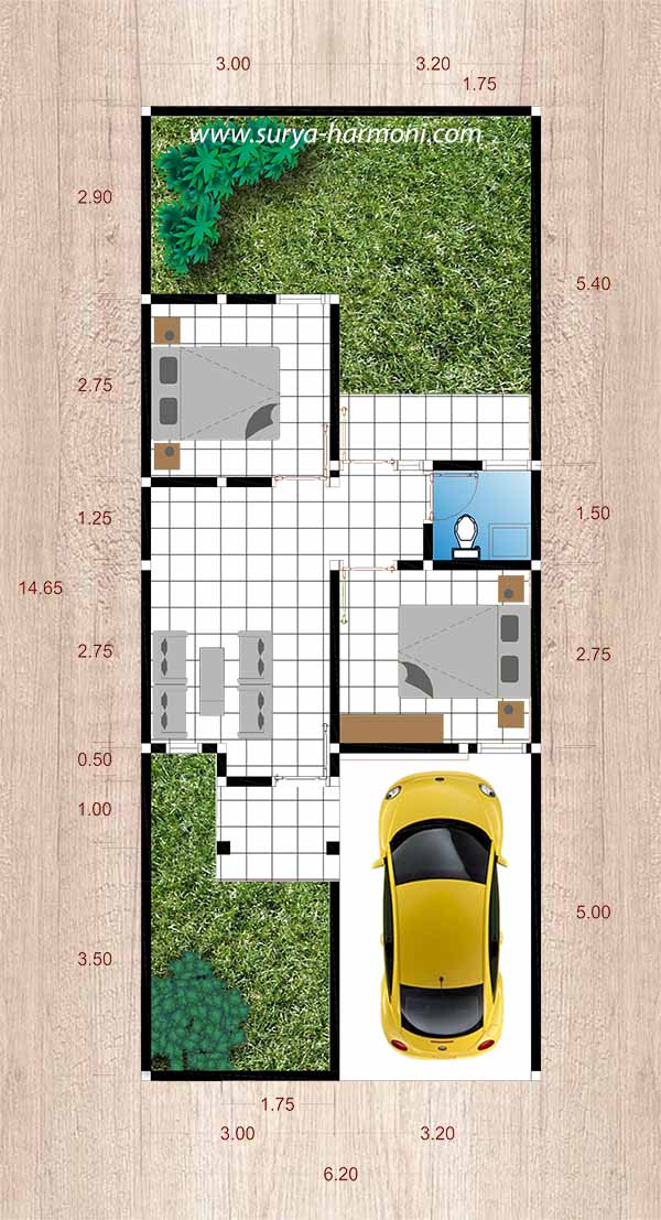 Detail Denah Rumah 40 Meter Persegi Nomer 40