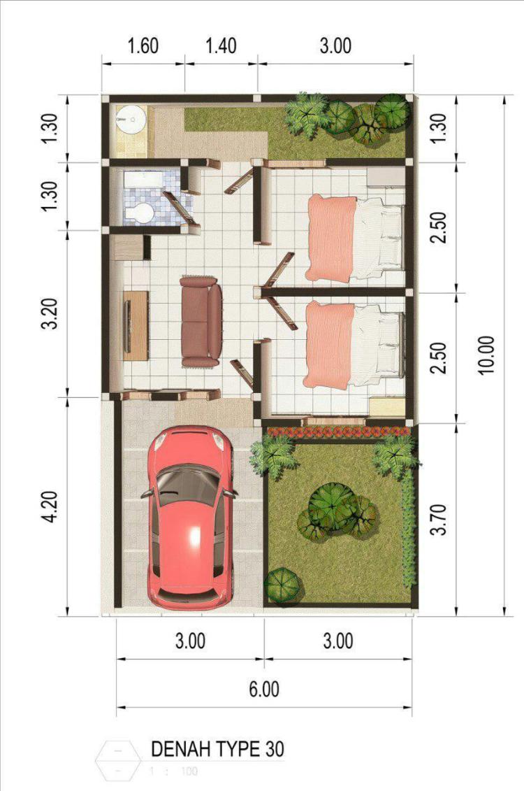 Detail Denah Rumah 40 Meter Persegi Nomer 51