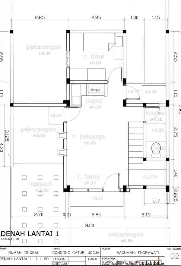 Detail Denah Rumah Minimalis 2 Kamar Beserta Notasi Gambar Nomer 42