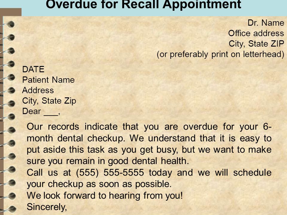 Detail Dental Patient Recall Letter Template Nomer 25