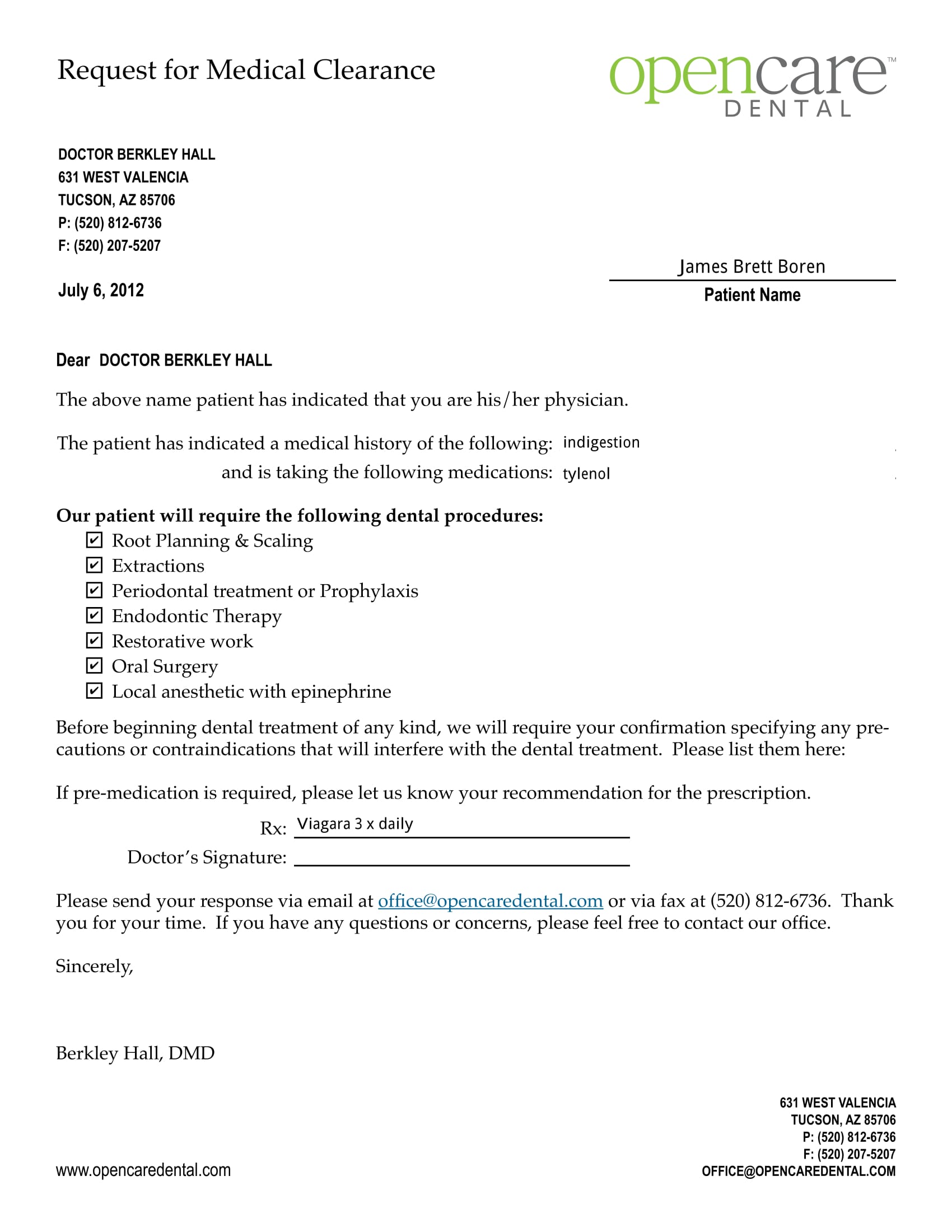 Detail Dental Treatment Plan Letter Template Nomer 10