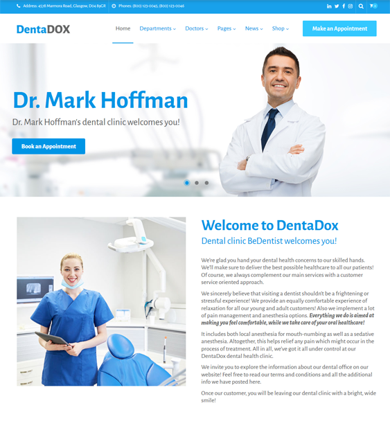 Detail Dentist Bootstrap Template Nomer 2