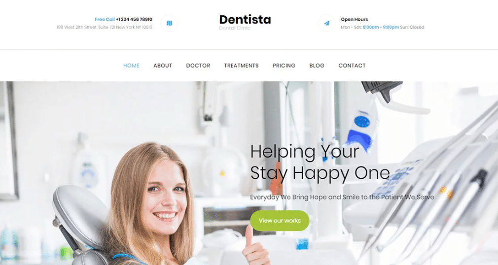 Detail Dentist Bootstrap Template Nomer 32