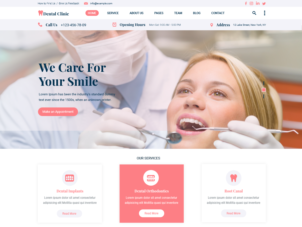 Detail Dentist Bootstrap Template Nomer 44