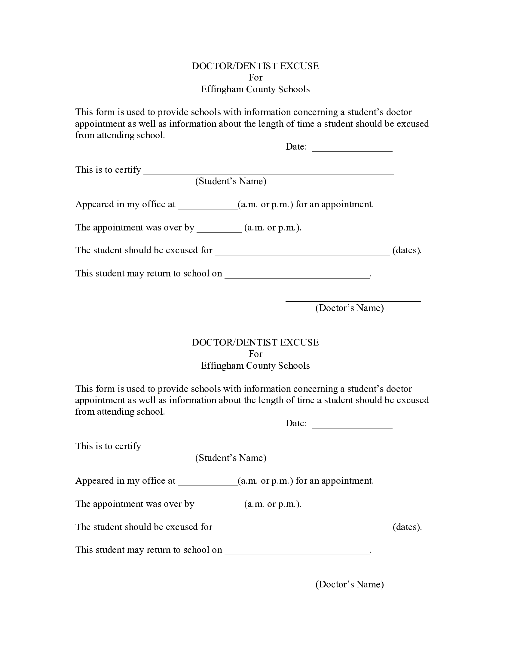 Dentist Note Template