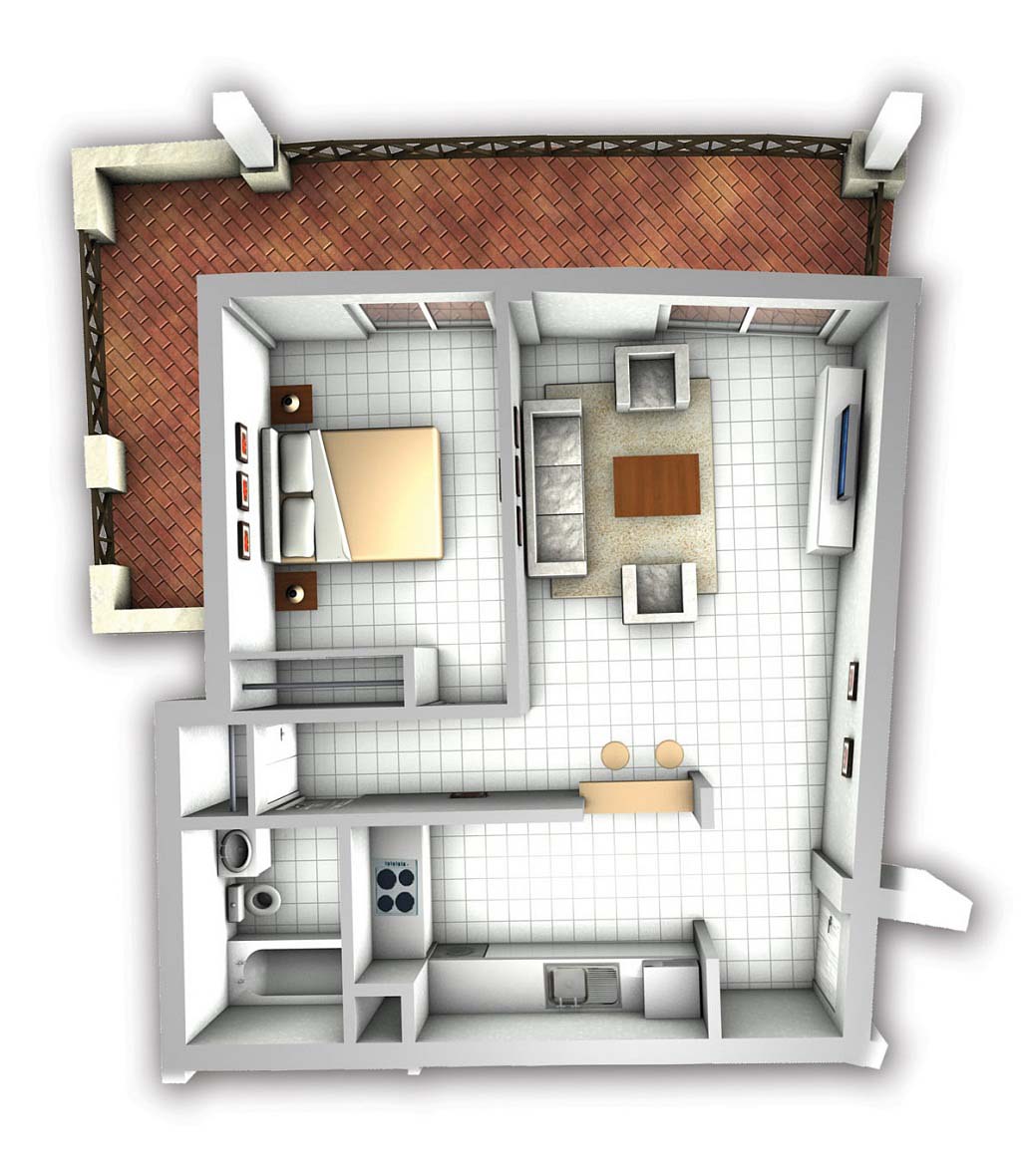 Detail Desain Apartemen 1 Kamar Nomer 23