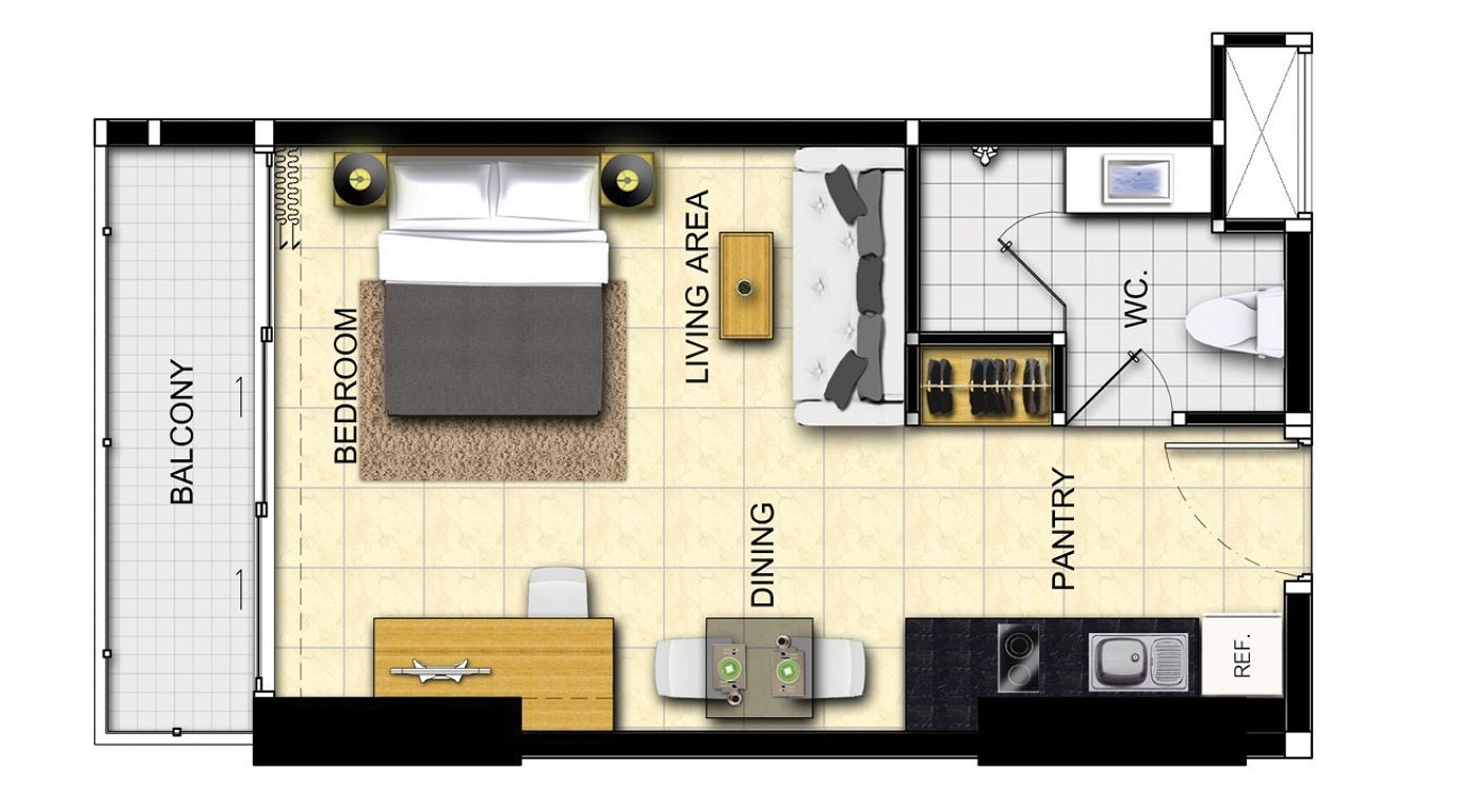 Detail Desain Apartemen 1 Kamar Nomer 6