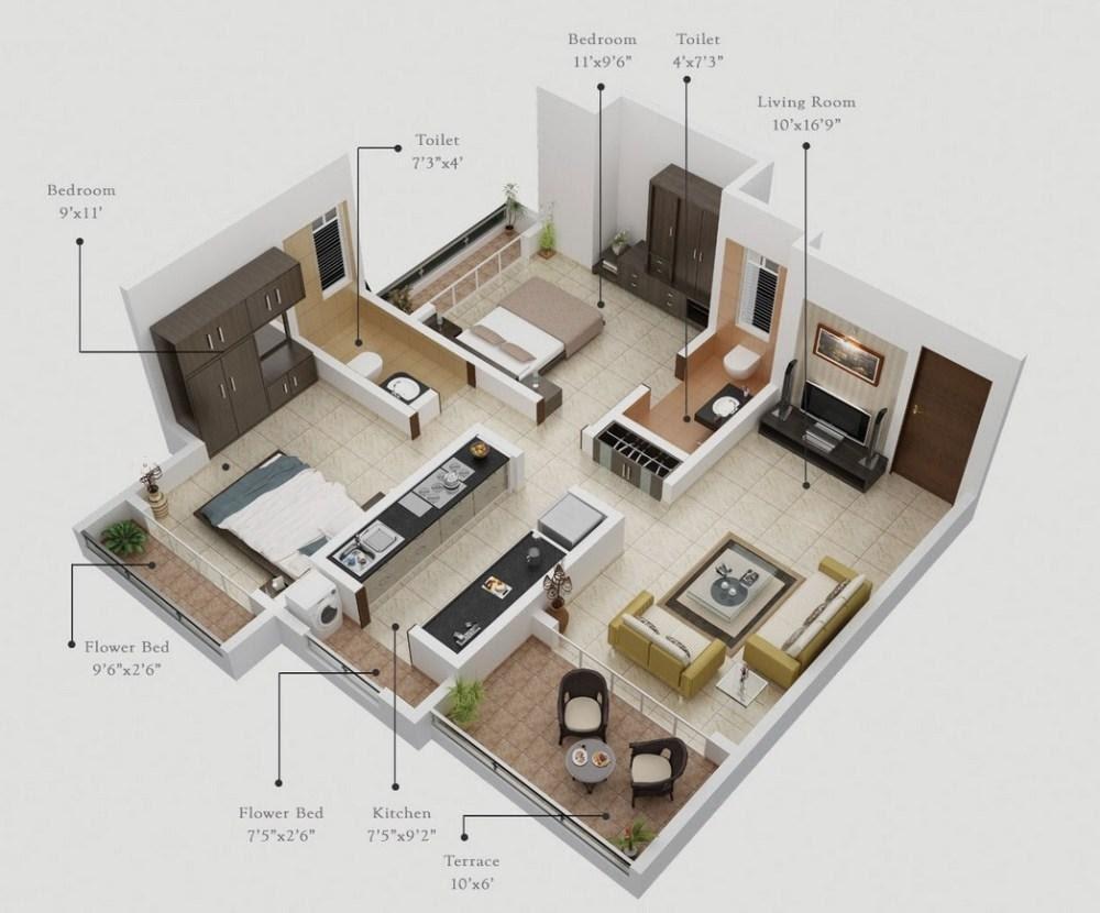 Detail Desain Apartemen 2 Kamar Nomer 34