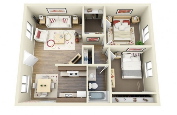 Detail Desain Apartemen 2 Kamar Nomer 9