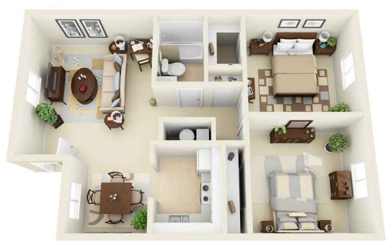 Detail Desain Apartemen 2 Kamar Nomer 10