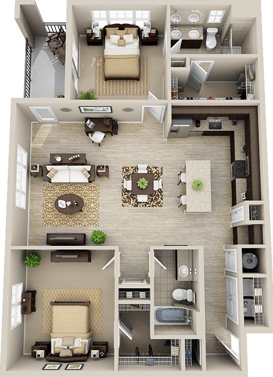 Detail Desain Apartemen 3 Kamar Nomer 17