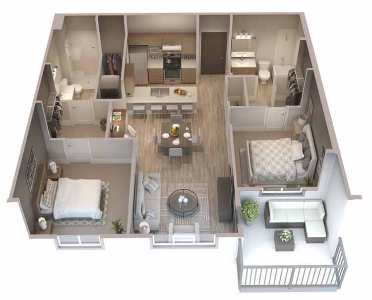 Detail Desain Apartemen 3 Kamar Nomer 22