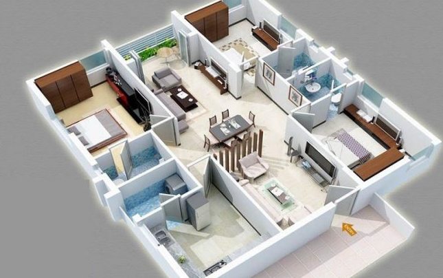 Detail Desain Apartemen 3 Kamar Nomer 44