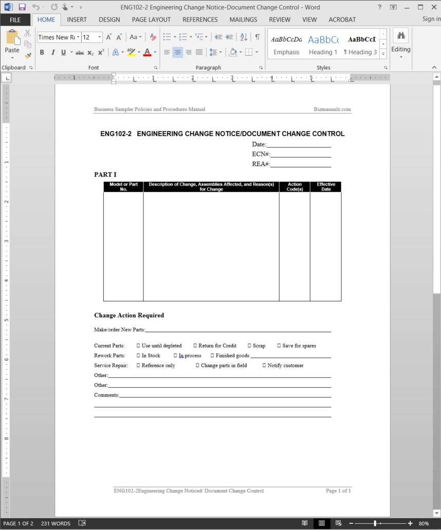 Detail Design Change Control Template Nomer 5