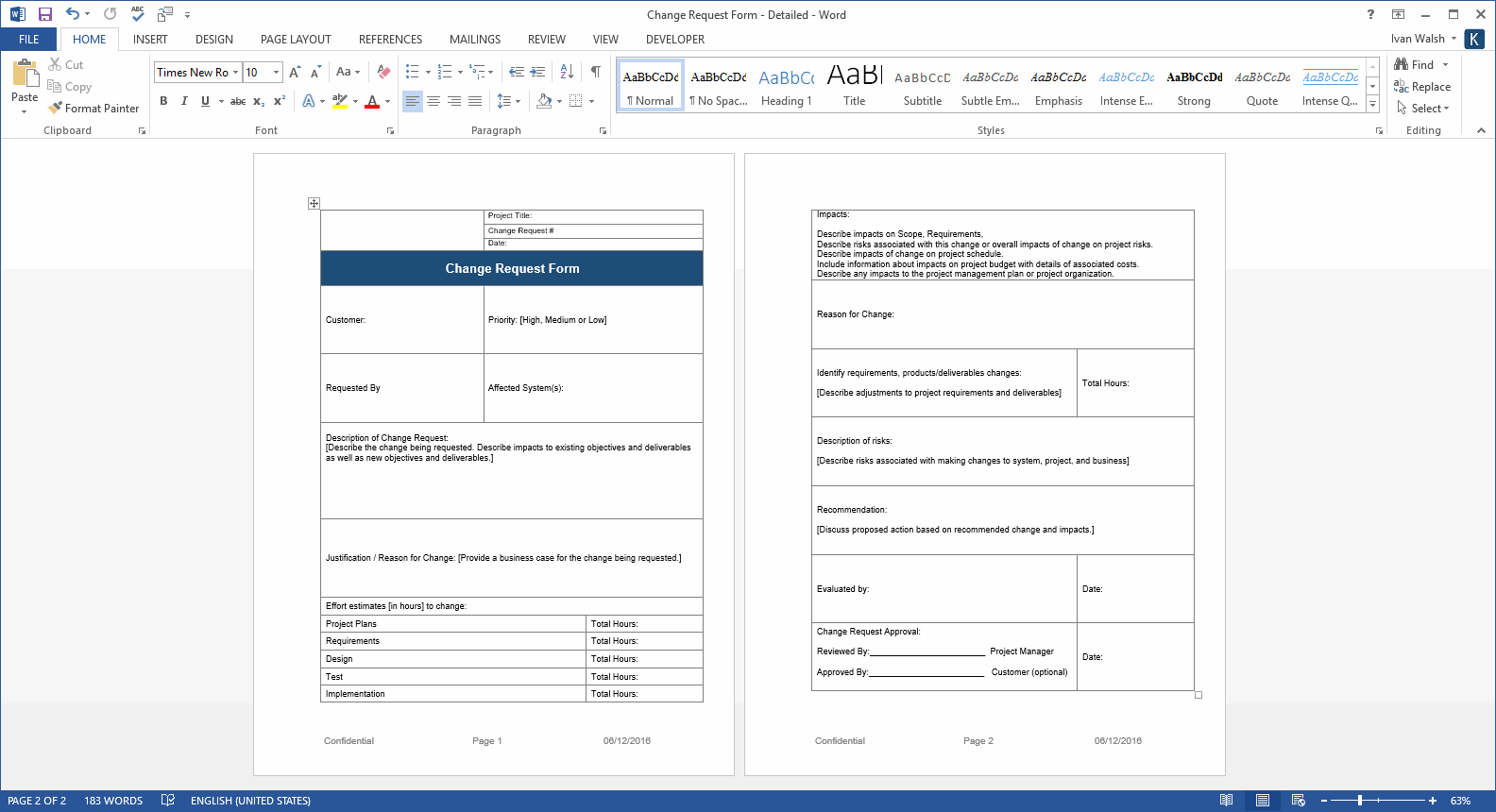 Detail Design Change Control Template Nomer 6