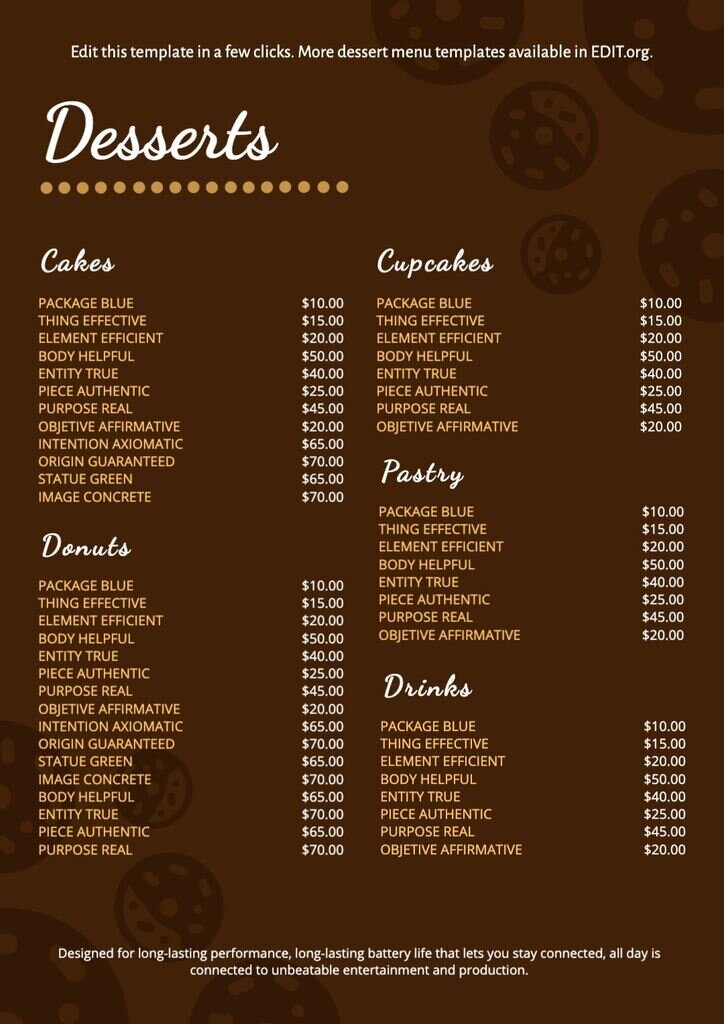 Detail Dessert Menu Template Nomer 6