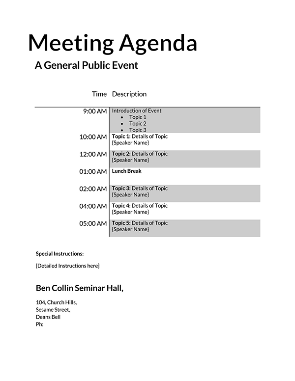 Detail Detailed Agenda Template Nomer 46