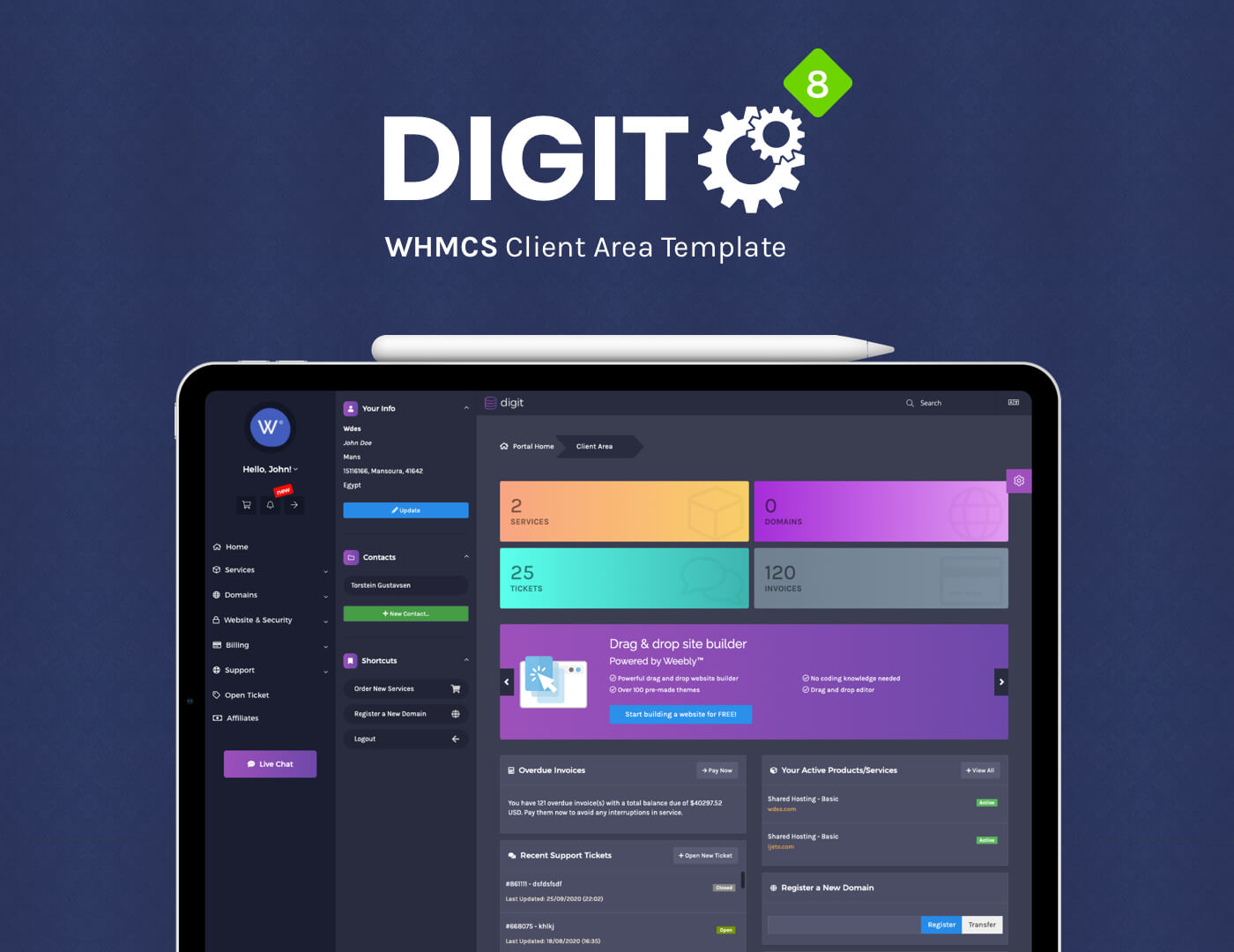 Detail Digit Responsive Whmcs Client Area Template Nomer 2