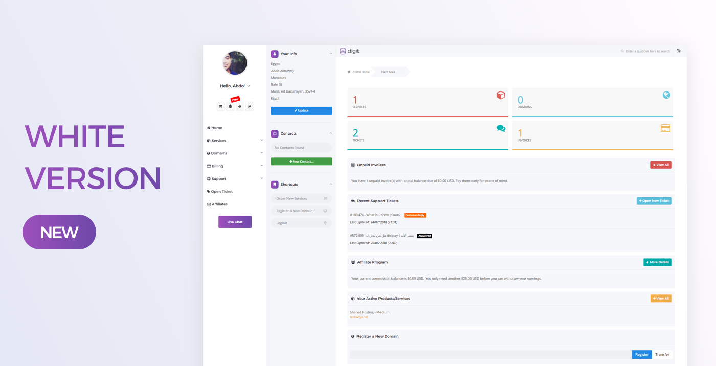 Detail Digit Responsive Whmcs Client Area Template Nomer 8
