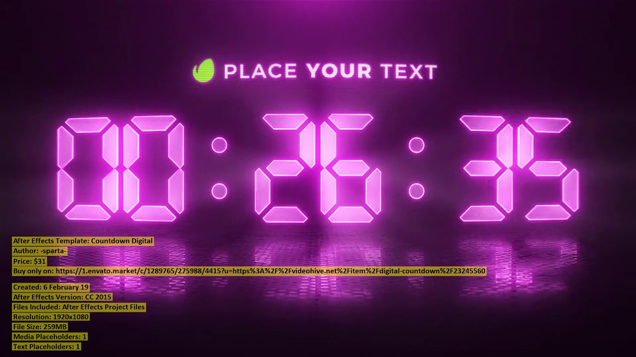 Detail Digital Clock After Effects Template Nomer 17