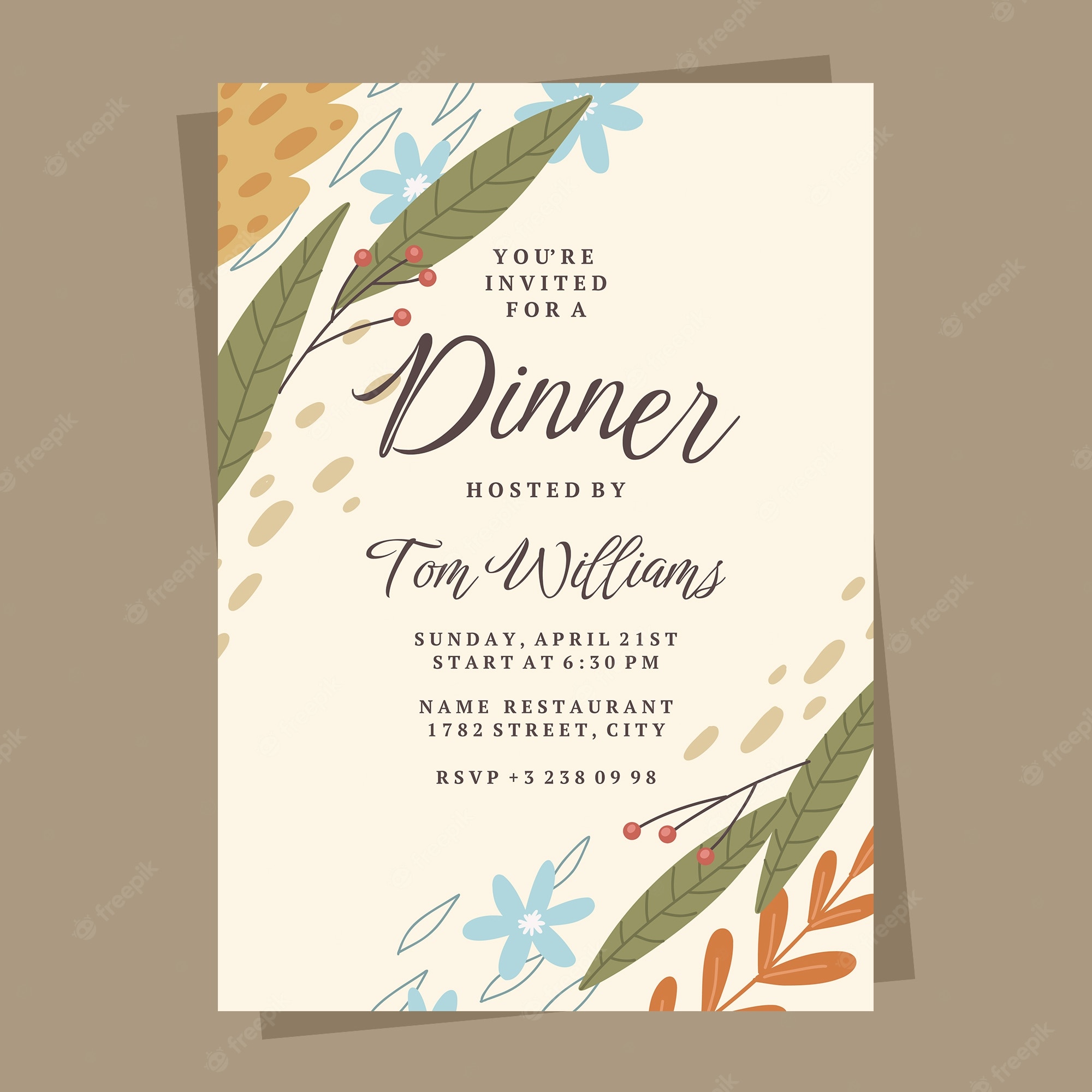 Detail Dinner Invitation Card Template Nomer 11