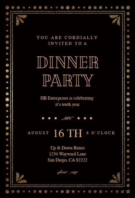 Detail Dinner Invitation Card Template Nomer 27