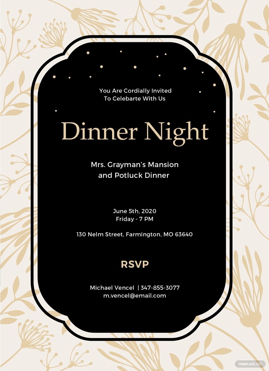 Detail Dinner Invitation Card Template Nomer 4