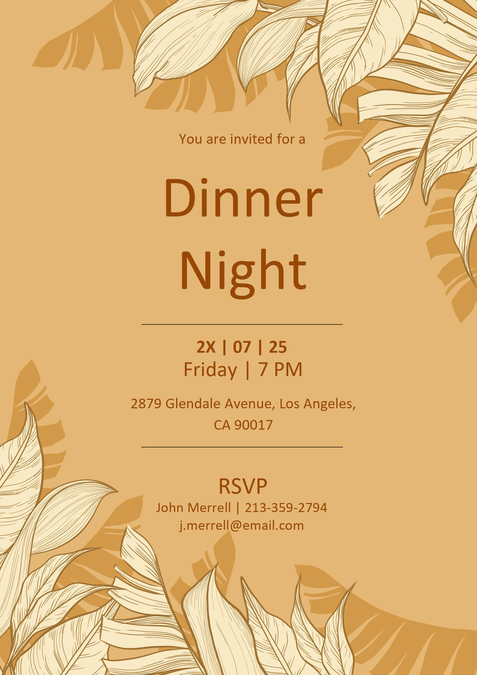 Detail Dinner Invitation Card Template Nomer 10