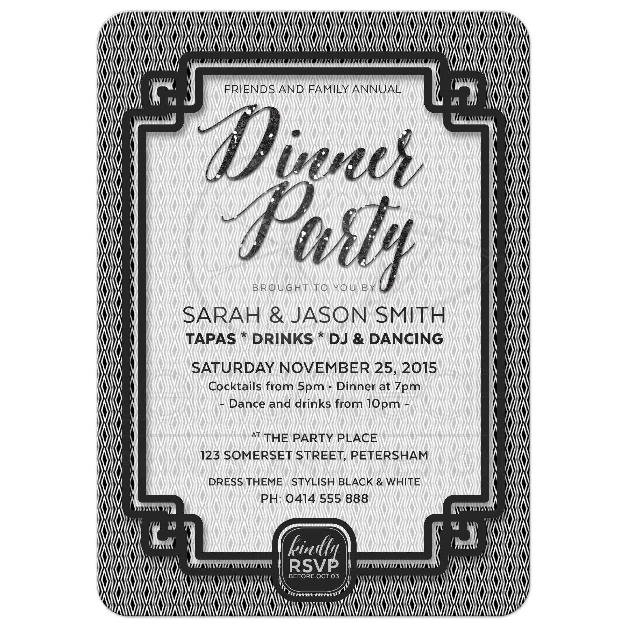 Detail Dinner Party Invitation Card Template Nomer 19