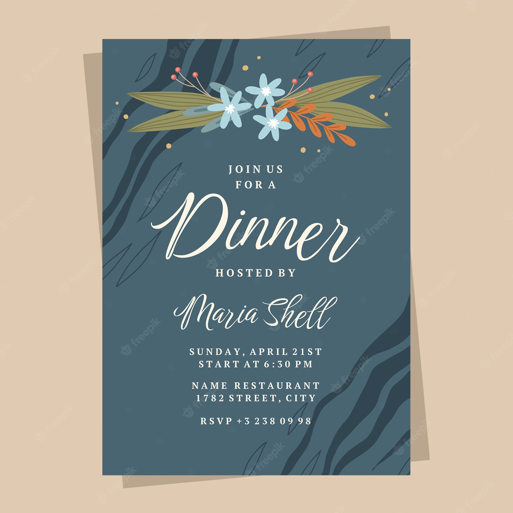 Detail Dinner Party Invitation Card Template Nomer 9