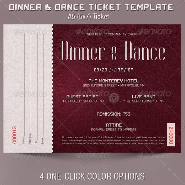 Detail Dinner Ticket Template Nomer 8