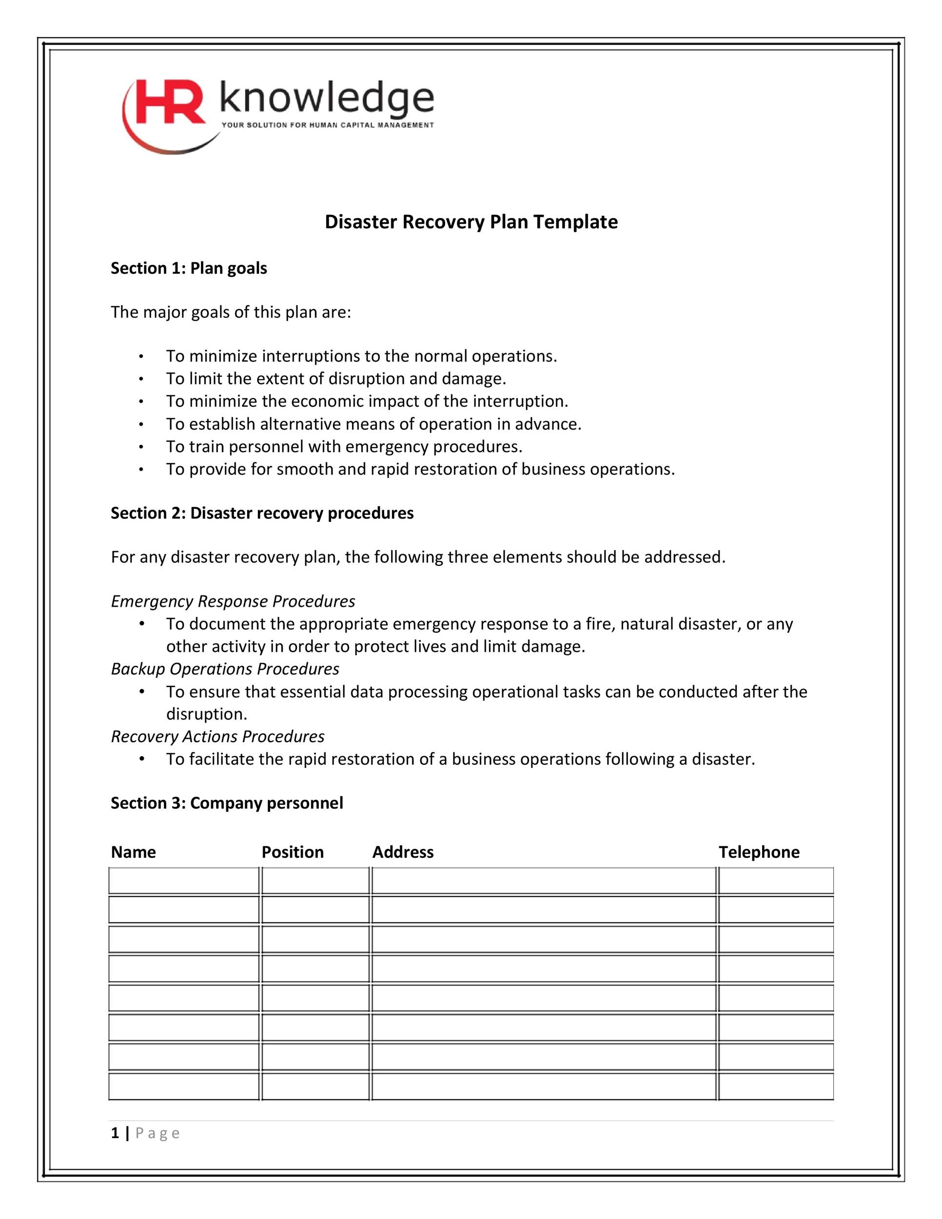 Detail Disaster Recovery Procedure Template Nomer 21