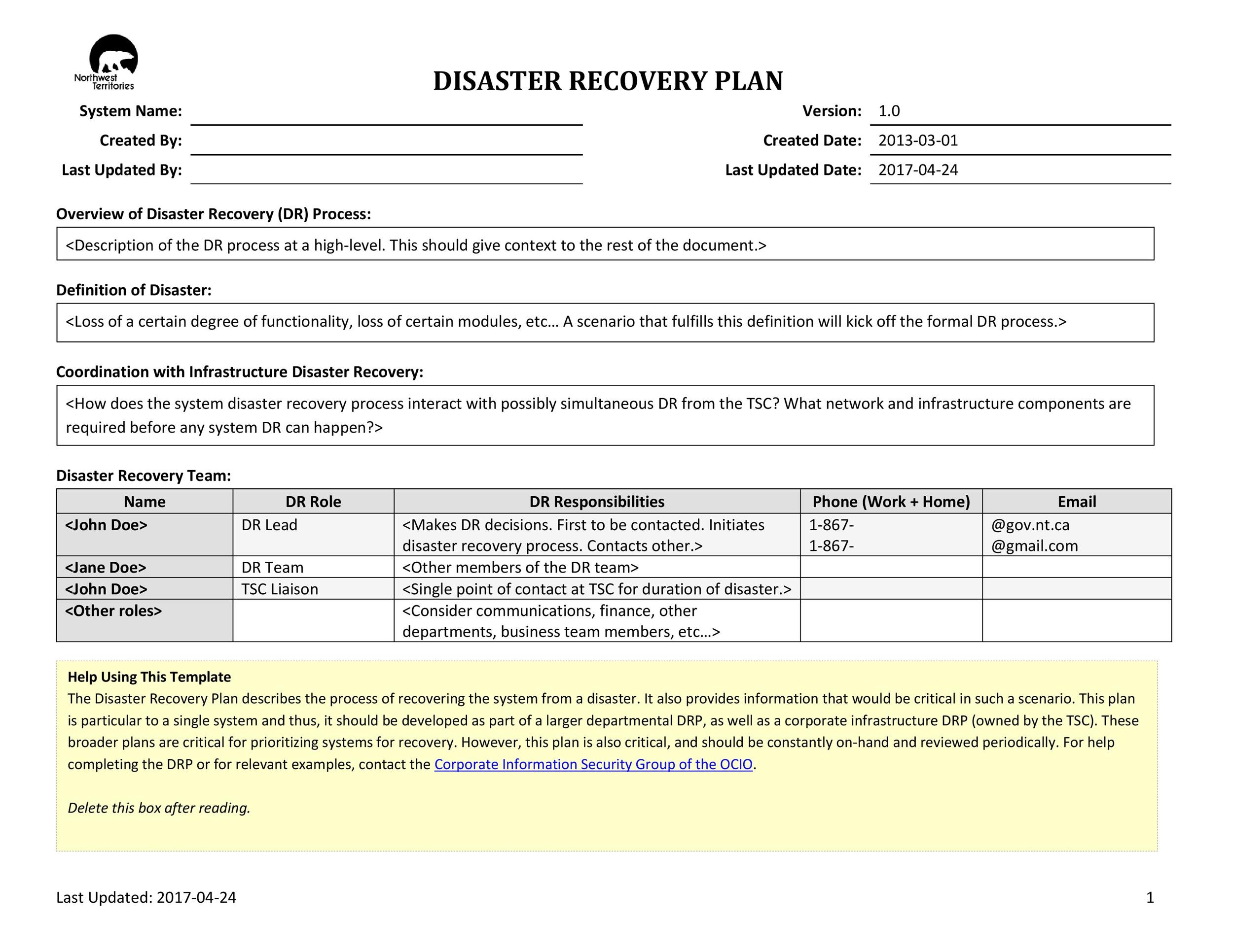 Detail Disaster Recovery Procedure Template Nomer 36