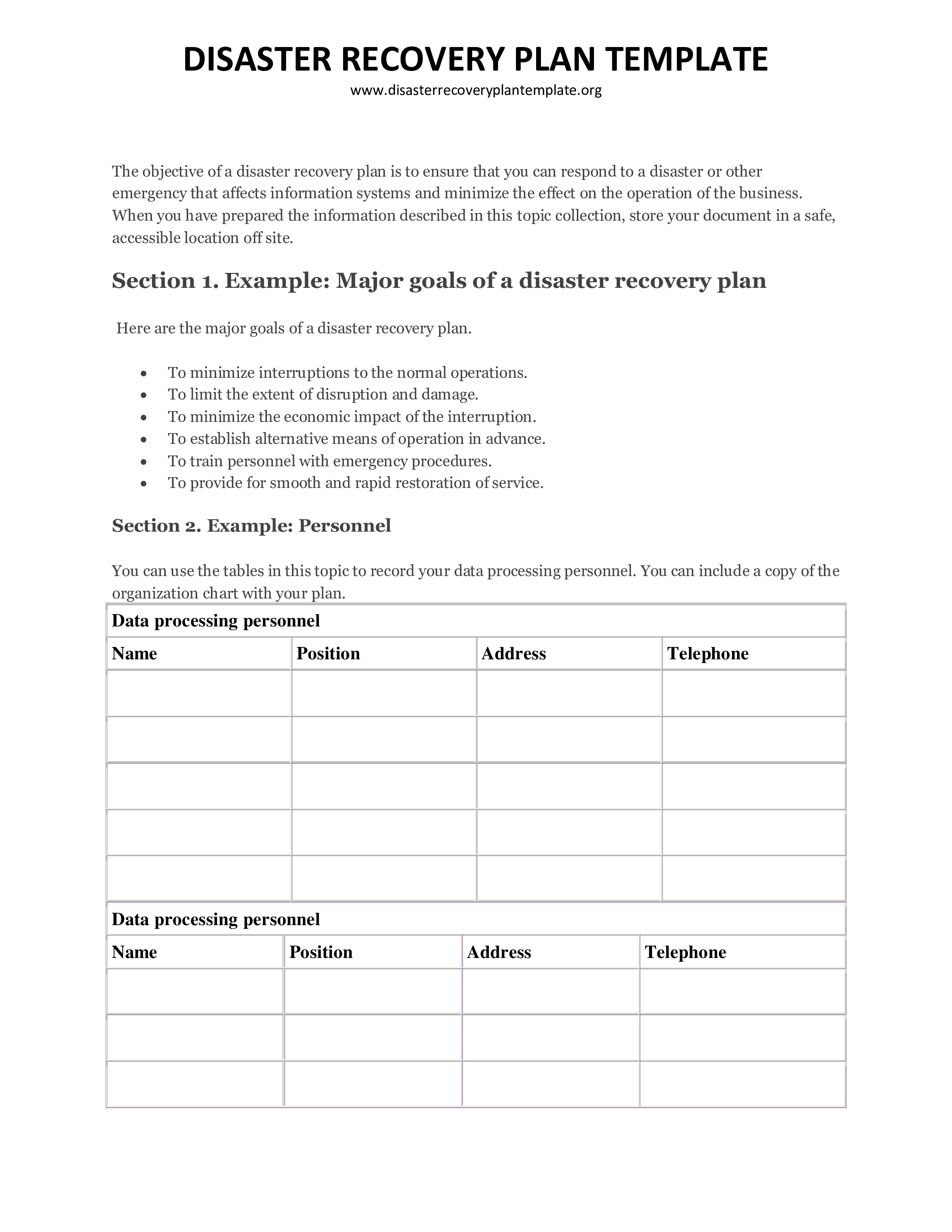 Detail Disaster Recovery Procedure Template Nomer 7