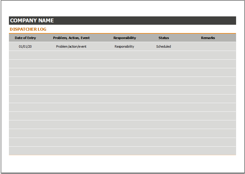 Detail Dispatch Log Template Nomer 11