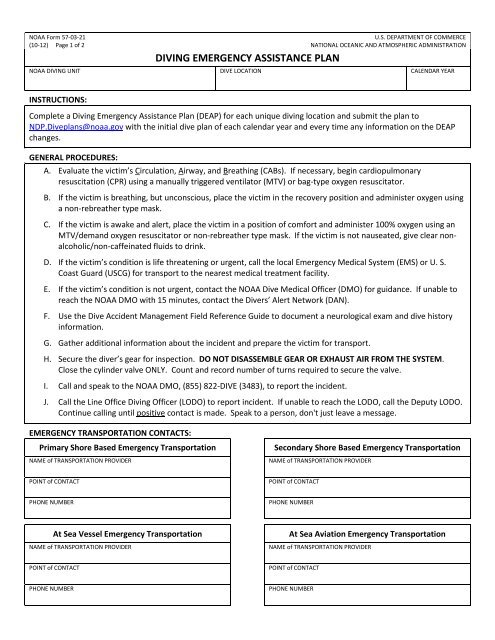 Detail Diving Emergency Action Plan Template Nomer 12