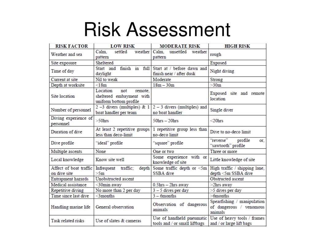 Detail Diving Risk Assessment Template Nomer 16