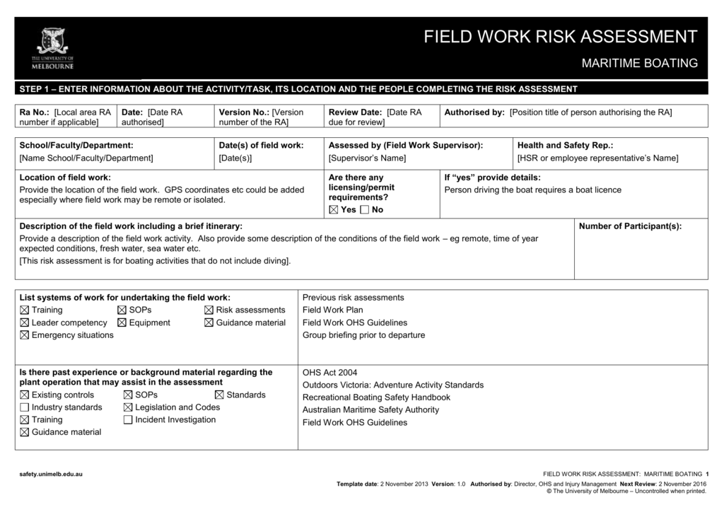 Detail Diving Risk Assessment Template Nomer 7