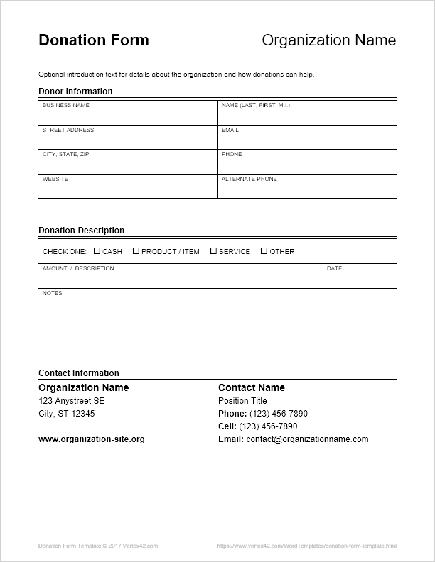 Donation Form Template - KibrisPDR