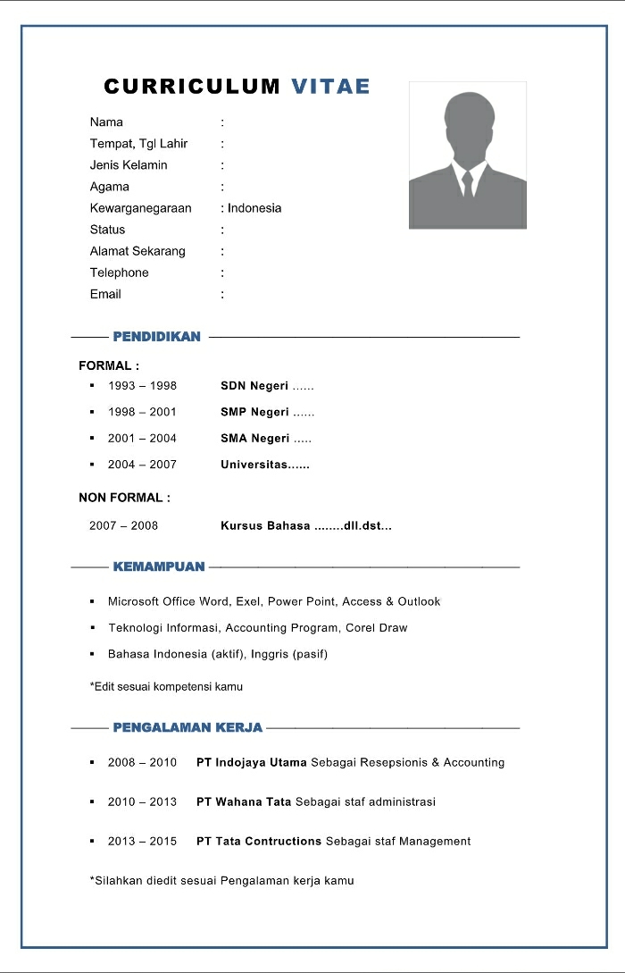 Detail Download Contoh Cv Nomer 9